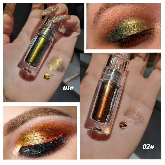 Liquid Glitter Eyeshadow,Chameleon Multichrome Metallic Shimmer Eye Shadows for Bold Smokey Makeup Looks,Long Lasting,Quick Drying,Opaque,Sparkling Korean Makeup Kits(#1 & #2)