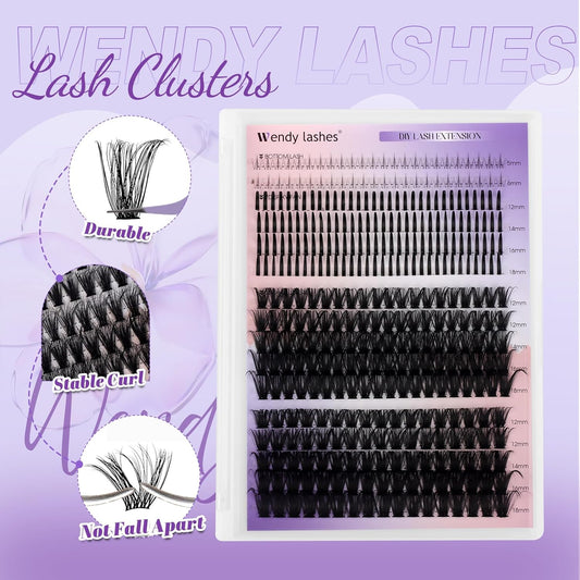 Lash Clusters DIY 12-18mm Mega Thick Lash Extension Individual Spike Mink Lash Clusters with Bottom Lashes Spiky Volume Eyelash Extension for Self Use(80+100D)