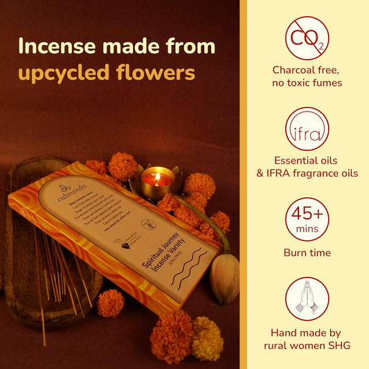 Natural Incense Sticks Variety Pack - (5 Variants) Charcoal Free Inscents-Sticks, Made from Upcycled Flowers | Sacred Insence-Sticks from All Cultures (Inciensos Aromaticos)