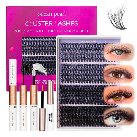 Ocean Pearl Lash Clusters 320PCS 12-20MM 30D+40D+80D+100D Lash Extension Kit Lashes Clusters Eyelashes Cluster Eyelash Extensions Thick Individual Lashes Kit with Lash bond&seal&remover&tweezer-4