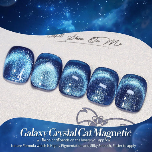 Born Pretty Cat Magnetic Eye Gel Nail Polish, Royal Blue Glitter Cat Magnetic Gel Nail Polish, Holographic Magnetic Nail Polish for Nail Art Manicure Salon DIY at Home 15ML