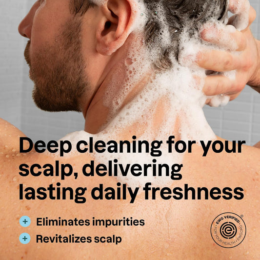 ATTITUDE Men's Shampoo and Conditioner 2-in-1, Scalp Care for Build Up & Oily Hair, Refresh With Peppermint & Willow Extract, 97% Natural Origin Ingredients, EWG Verified, Eucalyptus & Sage, 14 Fl Oz