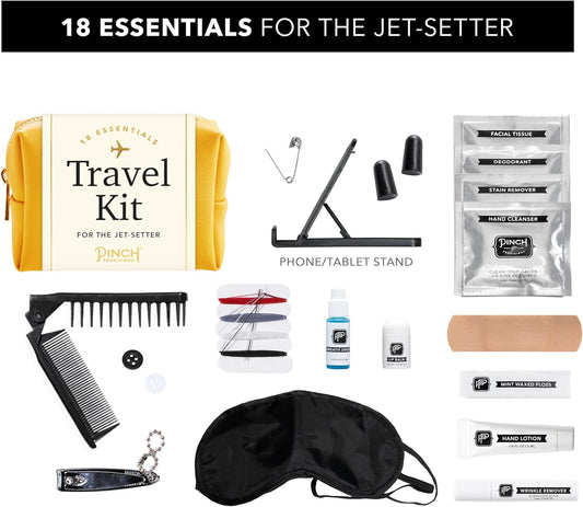 Pinch Provisions Travel Kit, includes 18 Must-Have Emergency Essential Items for Travelling, Ideal Road Trip or Airport Gift for Friends, Family & Peers, Portable Pouch