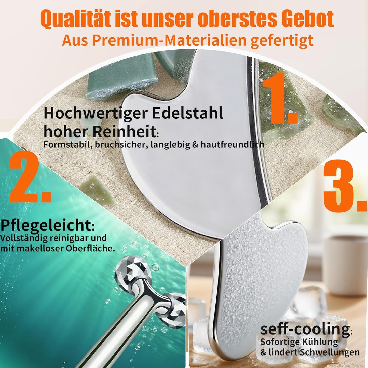 3D Gua Sha Facial Tools Metal Face Roller Stainless Steel Gua Sha Set Cooling Massage Tools for Reduce Puffiness, Firm Skin, Anti-Aging Care - Daily Facial Sculpting Gift for Women