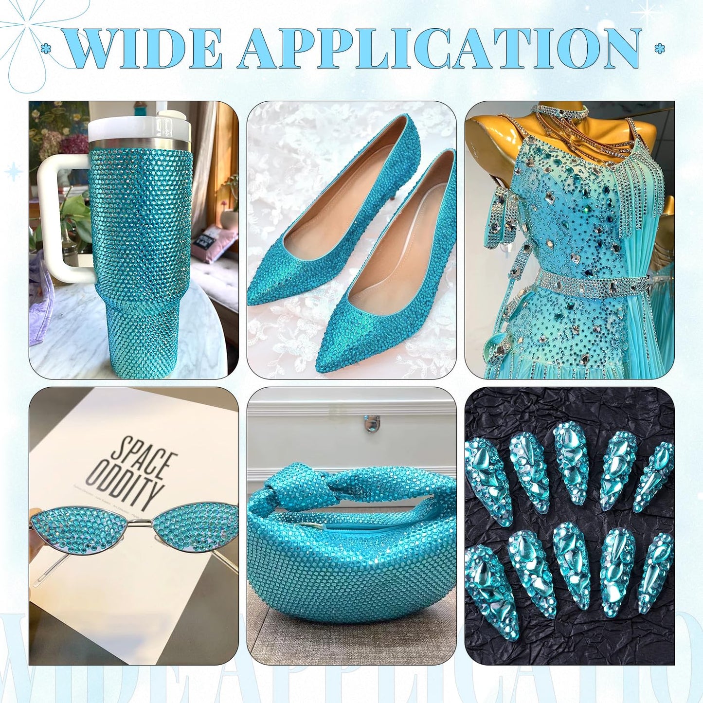 6000Pcs Resin Rhinestones for Bedazzling with 3Pcs B7000 Jewelry Glue, 1 Box Teal Blue Flatback Rhinestones for Crafting Crafts DIY, Crystals Gems for Clothing Shoes Tumblers Nail Art Makeup