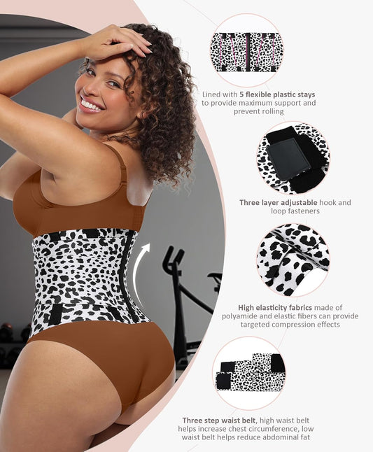 FeelinGirl Waist Trainer Belt Waist Cincher Trimmer Ab Belt Tummy Control Body Shaper with Triple Wrap Women and Men