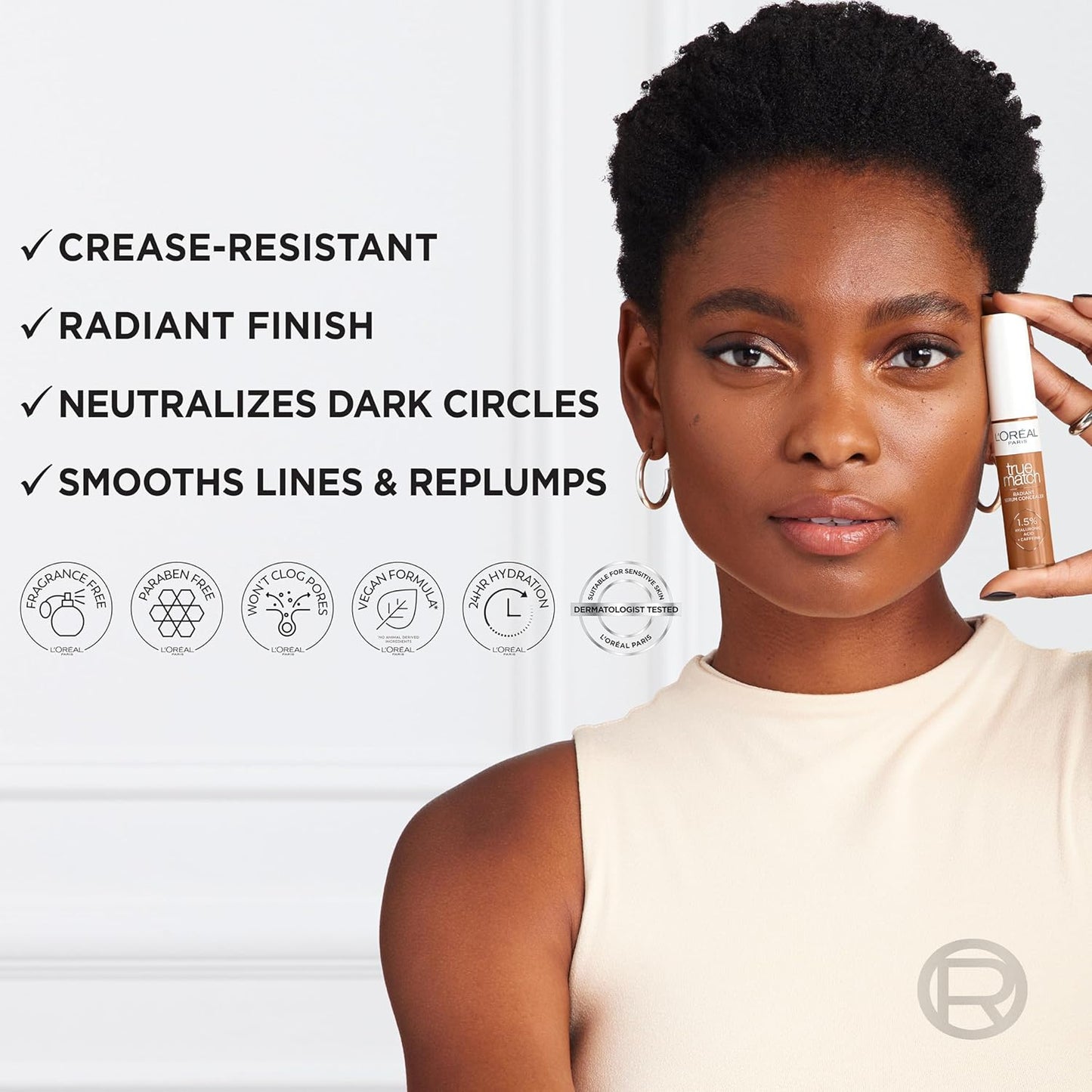 L’Oréal Paris True Match Radiant Serum Concealer, Brightening Under Eye Concealer Make Up with 1.5% Hyaluronic Acid and Caffeine, C3, 0.33 Oz