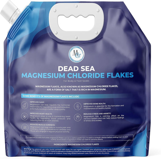 Dead Sea Magnesium Flakes Bath Salts | Premium Magnesium Supplement Bath Salts (10 Pound Big Bag)