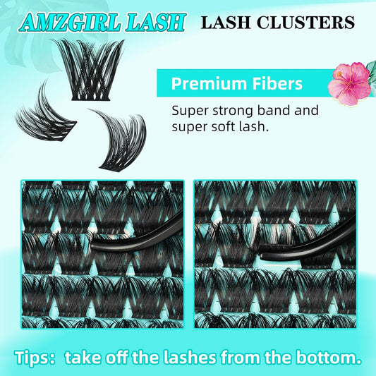 Lash Clusters Wet Look 168Pcs Eyelash Cluster Ultra-Thin Lash Band Eyelashes Extensions Spiky Anime Wide Span Lashes(Tulip,C-18mm)