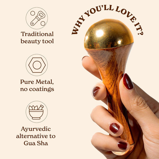 Kansa Wand Facial Massage Tool| for Radiant Skin & Lymphatic Drainage| Detoxifies Skin, Balances PH & Gives Sculpted Face