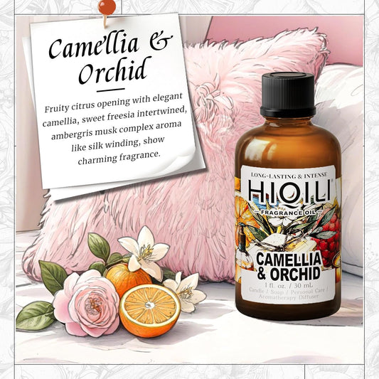 HIQILI Camellia and Orchid Fragrance Oil for Candle, Soap and Perfume Making, Add to Shampoo & Body Lotion, Floral Scents- 1 Fl Oz