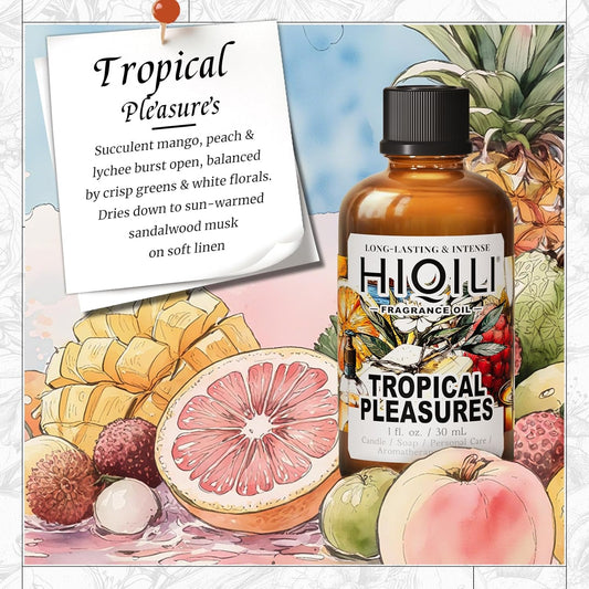 HIQILI Tropical Pleasures Fragrance Oil for Diffuser, Inspired by Est.Lau-der Plea.Exotic, Candle & Soap Making, DIY Perfume & Body Scrubs, Long-Lasting Fruity Floral Aroma - 1 Fl Oz