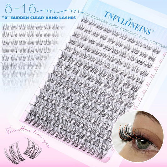 Wispy Lash Clusters Natural Eyelash Clusters Clear Band Cluster Eyelash Extensions CC-Curly Individual Lashes Clusters 8-16MM Lash Extension DIY Cluster Eyelashes Pack by TNFVLONEINS