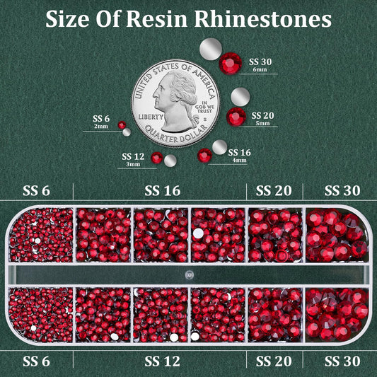 Resin Rhinestones for Crafting with B7000 Jewelry Glue, 1 Box Dark Red Flatback Crystals with 3Pcs 10ml Glue for Bedazzling Crafts DIY Nail Art Makeup,Non Hotfix Gems for Clothing Shoes