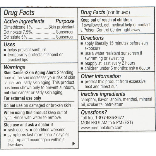 Mentholatum Natural Ice Cherry Flavor Medicated Lip Balm, Hydrating Lip Care for Dry, Chapped Lips, Moisturizing Formula with SPF 15 Helps Prevent Sunburn, Protection for Smooth, Soft Lips 48 Count