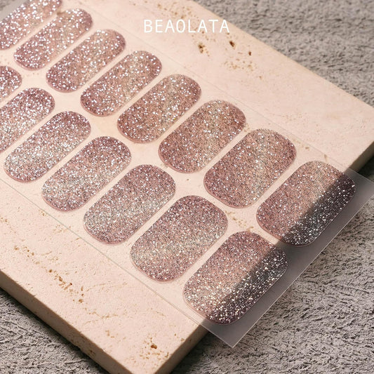 Nail Polish Strips, 32PCS Salon Quality Wraps, Long Lasting Gel Nail Stickers for Women Easy Apply& Remove (Silver Birch Luster)