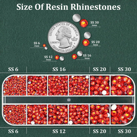 Resin Rhinestones for Crafting with B7000 Jewelry Glue, 1 Box Red Zircon Flatback Crystals with 3Pcs 10ml Glue for Bedazzling Crafts DIY Nail Art Makeup,Non Hotfix Gems for Clothing Shoes