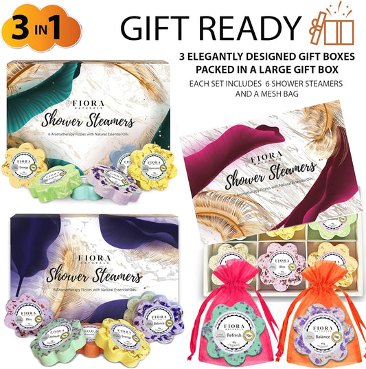 Shower Steamers Aromatherapy - 18 Shower Bombs Aromatherapy Gift Set with Organic Essential Oils for Relaxation and SelfCare. Bath Bombs Tablets, Birthday Gift for Her, Wife