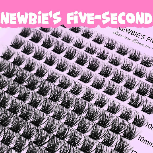 VEYESBEAUTY Lash Clusters Individual Eyelash Extensions Thin & Invisible Band DIY False Eyelashes for Self-application Newbie's Five-Second Series Wispy Lash Tray, Siren 8-16mm Mixed Length