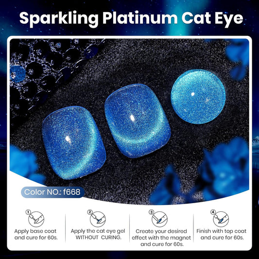 Beetles Chameleon Cat Eye Gel Polish - 15ML Blue Cat Eye Glitter Gel Polish 9D Magnetic Soak Off UV Shimmer Velvet Gel Mermaid Tears Series Nail Art DIY Manicure Gifts for Women