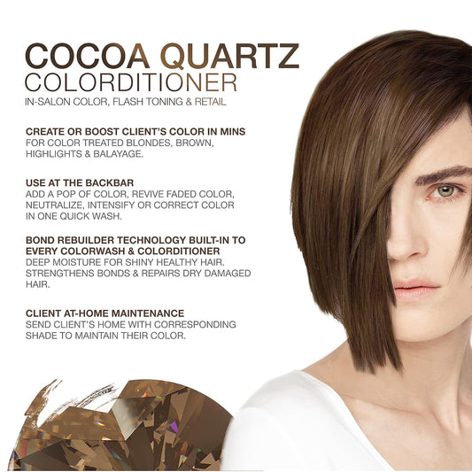 Celeb Luxury Gem Lites Cocoa Quartz Colorditioner, Color Depositing Conditioner with Bondfix Bond Rebuilder, Semi Permanent Hair Colour Glaze, Maintains and Refreshes Light Brown Brunette Hair