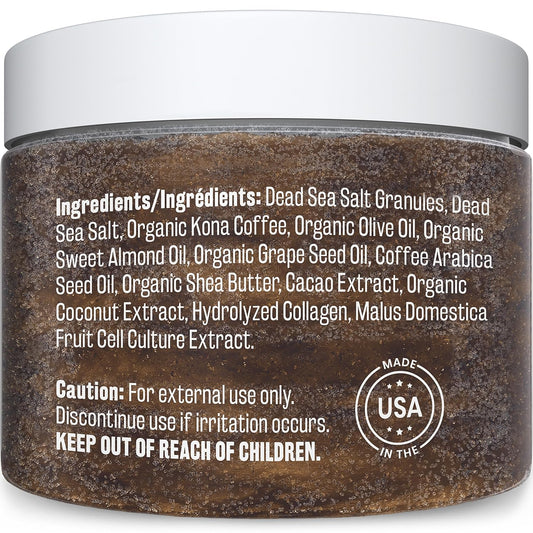 Arabica Coffee Scrub for Hands, Feet, and Body, Exfoliating Scrub with Collagen and Stem Cells, Face Cleanser for Cellulite, Fine Lines, and Stretch Marks, 12oz (1 Pack) by M3 Naturals