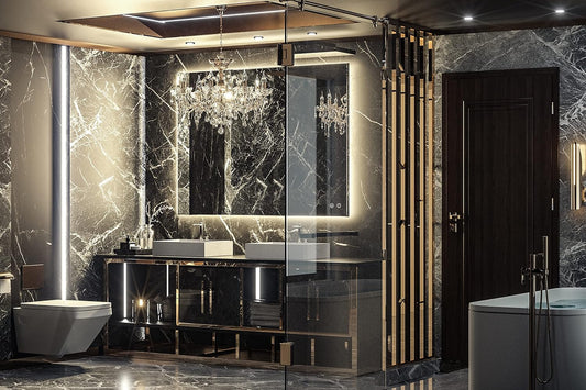 TETOTE 40 x 32 LED Backlit Bathroom Mirror with Light,3Color White/Warm/Natural,Anti-Fog Lighted Mirror,Dimmable,Vanity Mirror,Wall Mounted