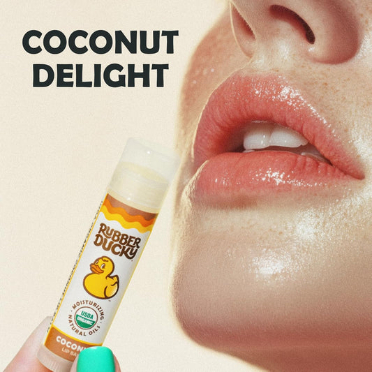 Rubber Ducky Sunscreen - Organic Lip Balm for Women, All Natural Lip Balm Stick with Vitamin E - Moisturizing & Hydrating Lip Balm for Dry Lips - Untinted and Non-Toxic Lip Care - Coconut, 3 Pack