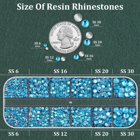 Resin Rhinestones for Crafting with B7000 Jewelry Glue, 1 Box Indicolite Flatback Crystals with 3Pcs 10ml Glue for Bedazzling Crafts DIY Nail Art Makeup,Non Hotfix Gems for Clothing Shoes