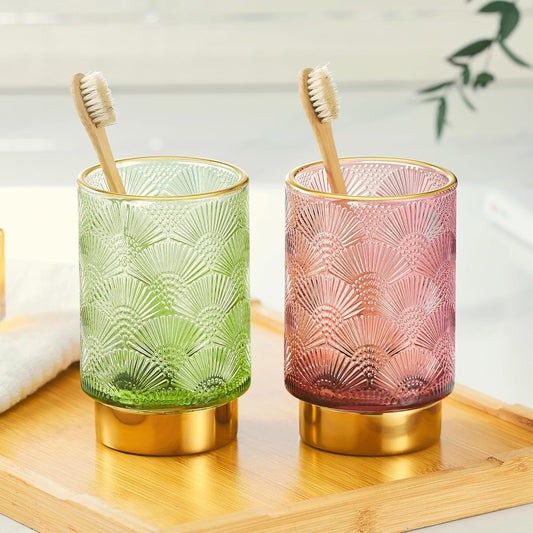 Makeup Brush Holder Organizer,Toothbrush Holders,Desk Pen Pencil Holder,Multifunctional Vintage Glass Brush Cup(A41-1-US)