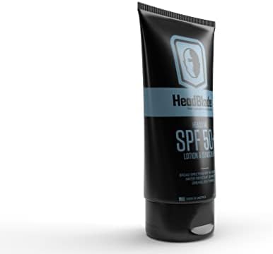 HeadBlade HeadLube SPF 50 Men's Lotion and Sunscreen - No Greasiness, Sweat Resistant, Formulated for Face, Body & Scalps - Water Resistant for 80 Minutes, 5 fl oz