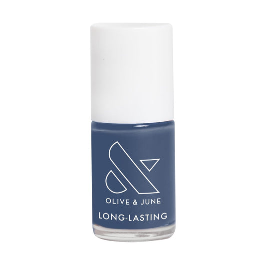 Olive & June Long Lasting Nail Polish | Gel-Like Finish No Lamp Needed | Lasts up to 10 days |Salon-Quality Color at Home |15-Free Vegan Cruelty-Free Chip-Resistant Shine |Social Studies Gunmetal Blue