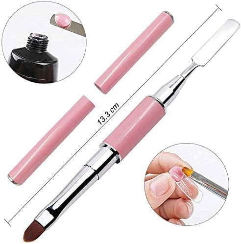 EBANKU 100 PCS Clear Nail Extension Form Tips Dual Nail Mold Full Cover UV Polygel Gel Tools Acrylic Nail System Forms Set with Black Dual-Ended Polygel Brush & Picker 5Pcs Nail Tips Clip (Pink)