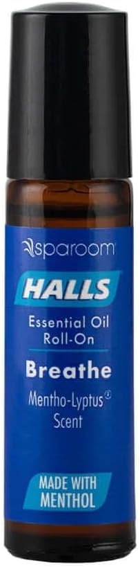 Halls Breathe Essential Oil Roll On Mentho-Lyptus – Refreshing Menthol and Eucalyptus Blend for Focus and Breathing Support, On-The-Go Wellness Aroma, 10mL Non-Greasy Skin Formula