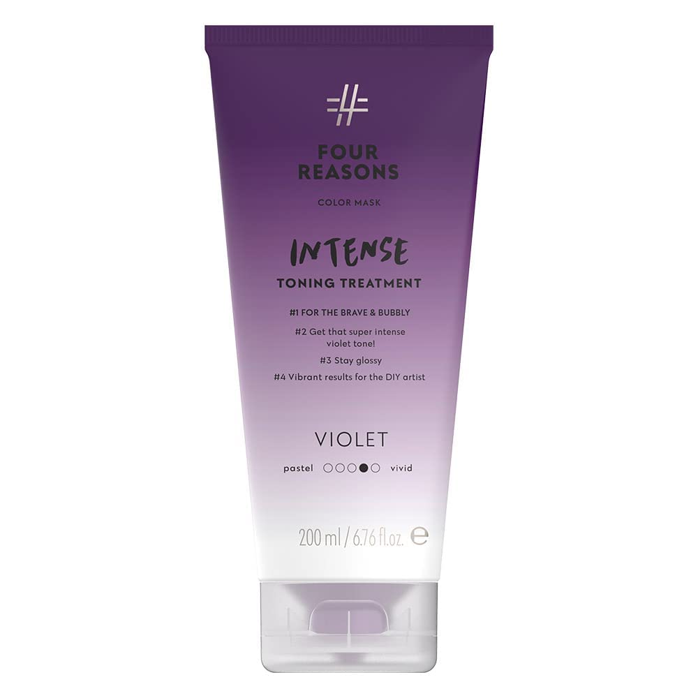 Four Reasons Color Mask INTENSE- Violet – (27 Colors) Intensive Toning Treatment - Color Depositing Conditioner – Semi Permanent Hair Dye for Lightened and Colored Hair– 100% Vegan, 6.76 fl oz