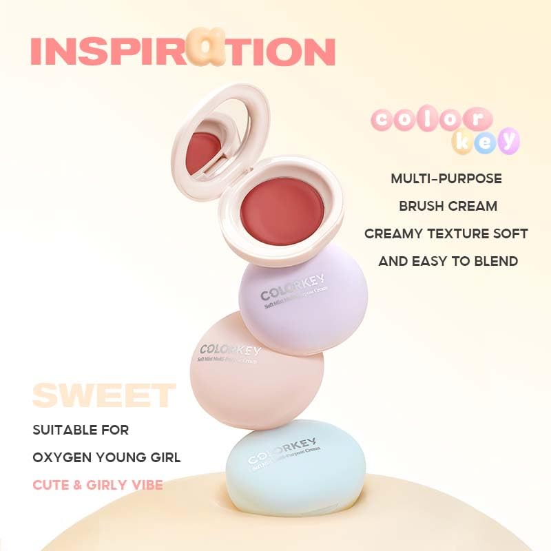 COLORKEY Soft Mist Multi-Purpose Cream | Lips & Cheeks | Eyes | Creamy | Moisturizing | Blendable Color (04 EARL GREY, 2.5g)