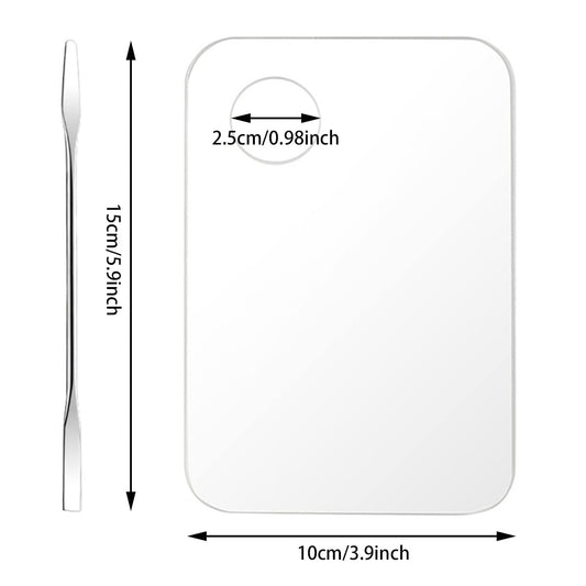 Acrylic Cosmetic Makeup Palette, 2 Pack Makeup Mixing Palette, Foundation Palette with Spatula Tool for Nail Art Eye Shadow Eyelash Makeup Professional Pigment Blending