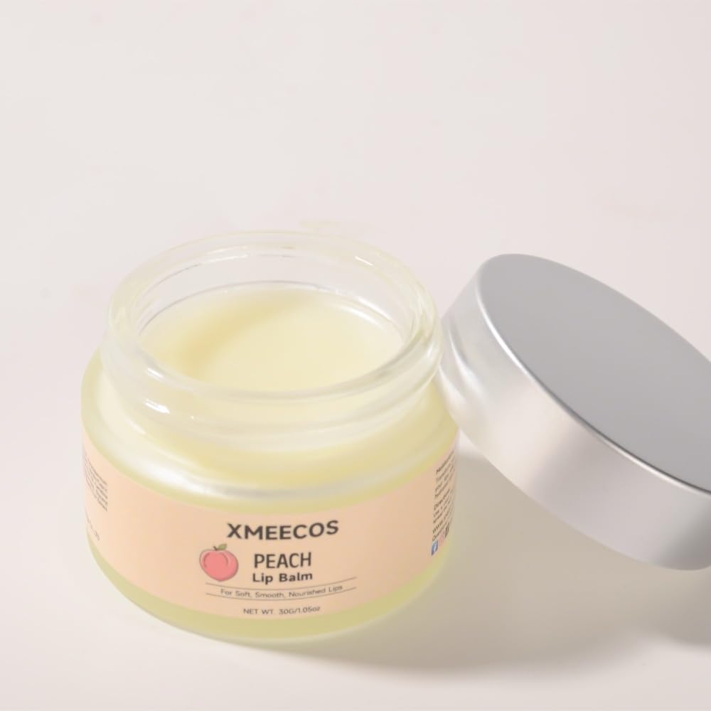 Beeswax lip balm with rose and jasmine, kiwi, strawberry, peach, cherry extract bee friendly 100% Natural for men and women, cruelty free moisturizing (30 Grams, Peach)