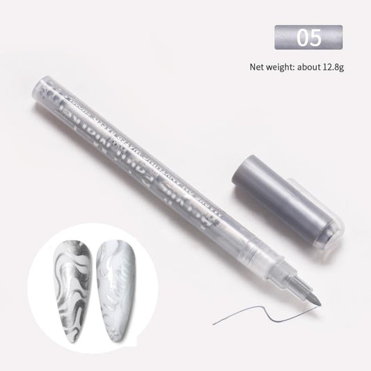 Nail Polish Pen, 1 PCS Nail Art Pen, Nail Pencil, DIY Drawing Painting Pen, for Nails DIY (Silver)