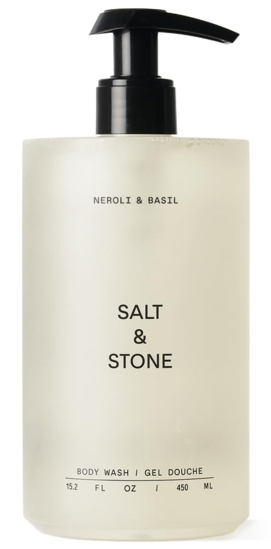 Salt & Stone Body Wash for Women & Men | Neroli & Basil | Hydrating Gel Cleanser | Clean & Soften Skin | Made with Niacinamide & Hyaluronic Acid | Free From Parabens, Sulfates & Pthalates (15.2 fl oz)