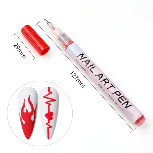 Nail Polish Pen, 1 PCS Nail Art Pen, Nail Pencil, DIY Drawing Painting Pen, for Nails DIY (Red 0.5mm)