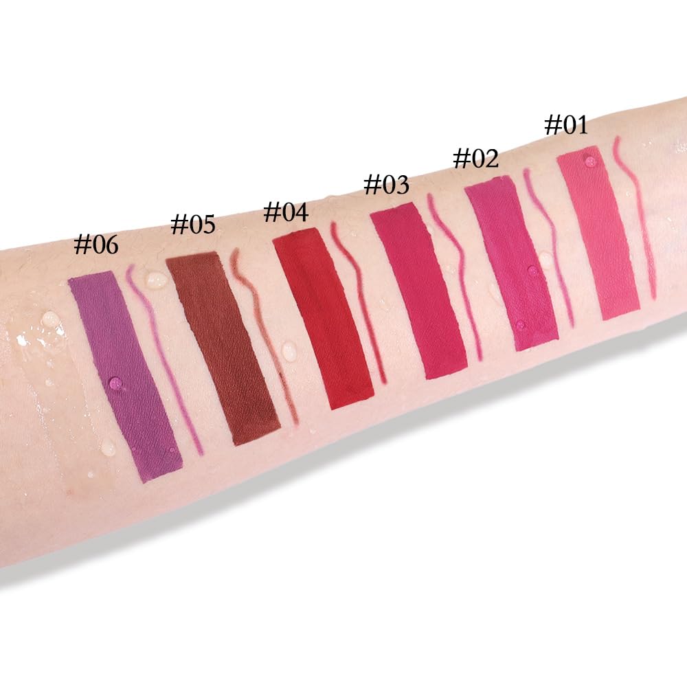 evpct 2Pcs Rose Matte Lip Liner and Lipstick Gloss Stains Makeup Set Kit for Women Long Lasting Waterproof 24, Rose Red Matte Lipstick Kit with Lip Liner, 24 Hour Lipsticks Pencils