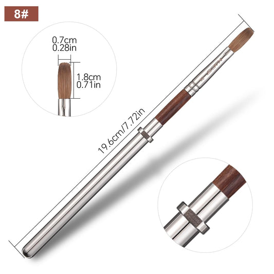 KADS Acrylic Nail Brush with Penholder Nail Brush for Acrylic Application-Oval Shaped Powder Nail Design Tools for Professional Manicure DIY Home Salon (8#)