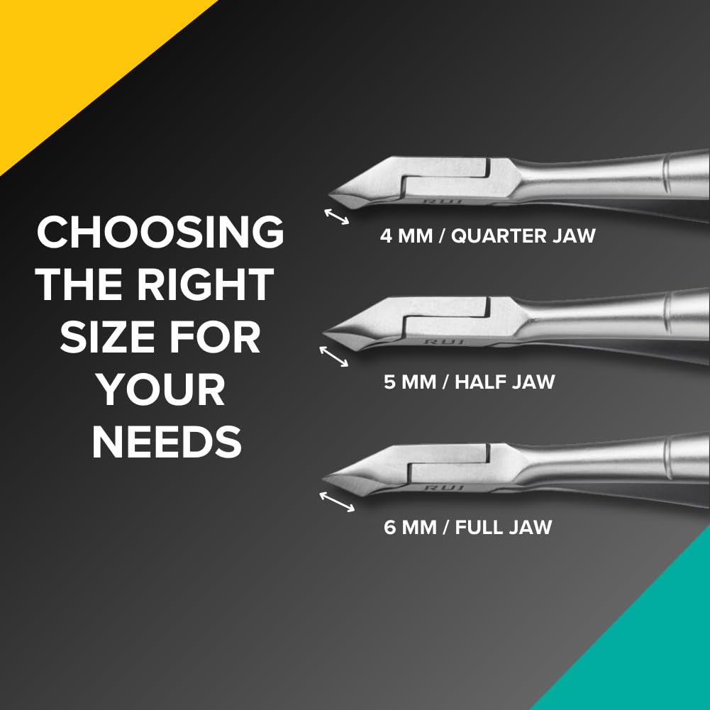 Rui Smiths Professional Cuticle Nippers | Precision Surgical-Grade Stainless Steel Cuticle Trimmer, French Handle, Single Spring, 6mm Jaw (Full Jaw)