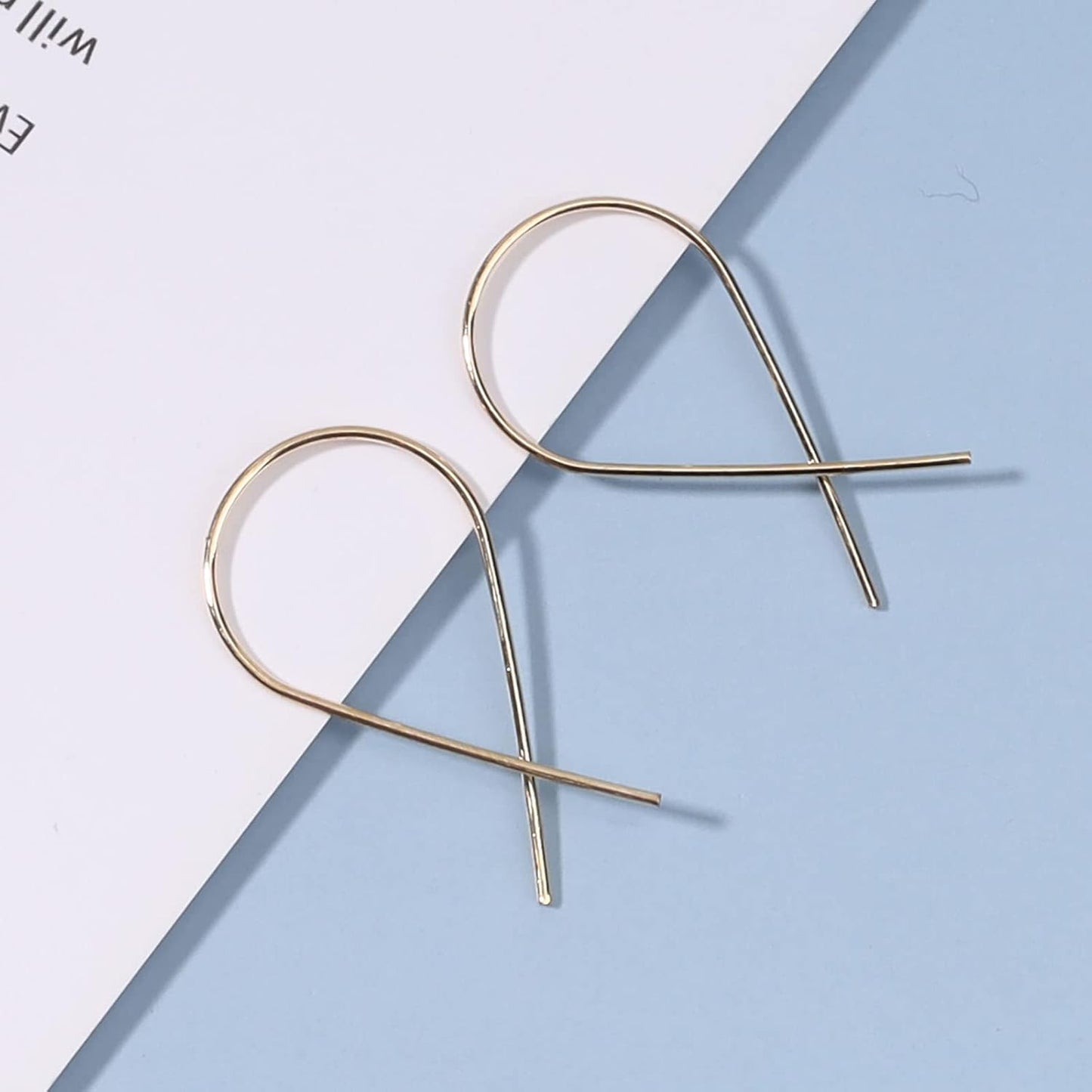 Cross Arc Threader Earrings Gold Wire Twist Earrings Geometric Wire Earrings Tiny Open Hoop Threader Earrings Jewelry for Women and Girls Gifts