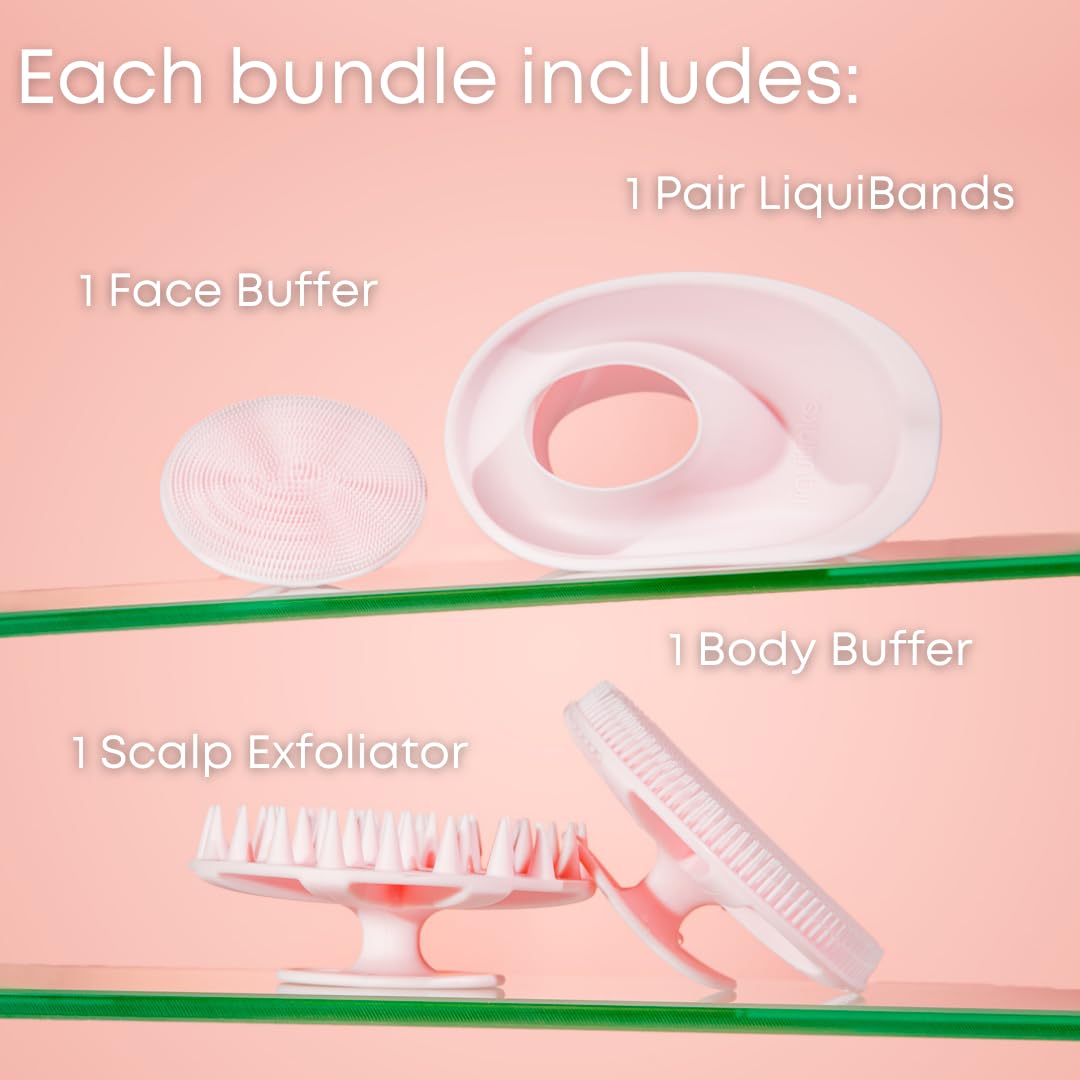 Skincare Essentials Kit - 4 Piece Bundle Pack - Face and Body Silicone Spa Accessory - Essential Beauty Set for Teen Girls Blush Pink