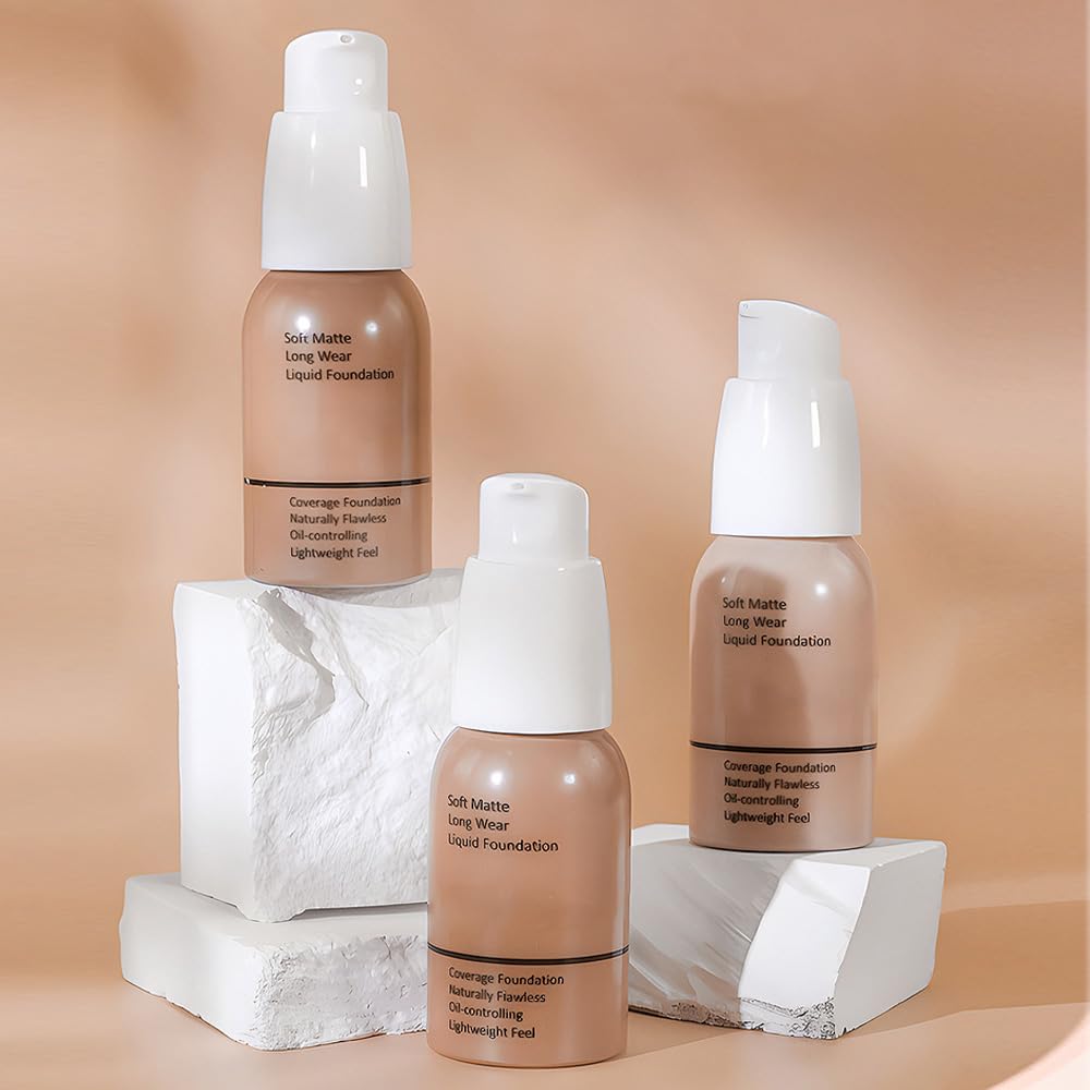 Matte Liquid Full Coverage Foundation, Flawless Soft Matte 24HR Oil Control Full Coverage Foundation Makeup for Women, Long-Lasting Waterproof Full Coverage, 01#Nude (01, Pack of 1)