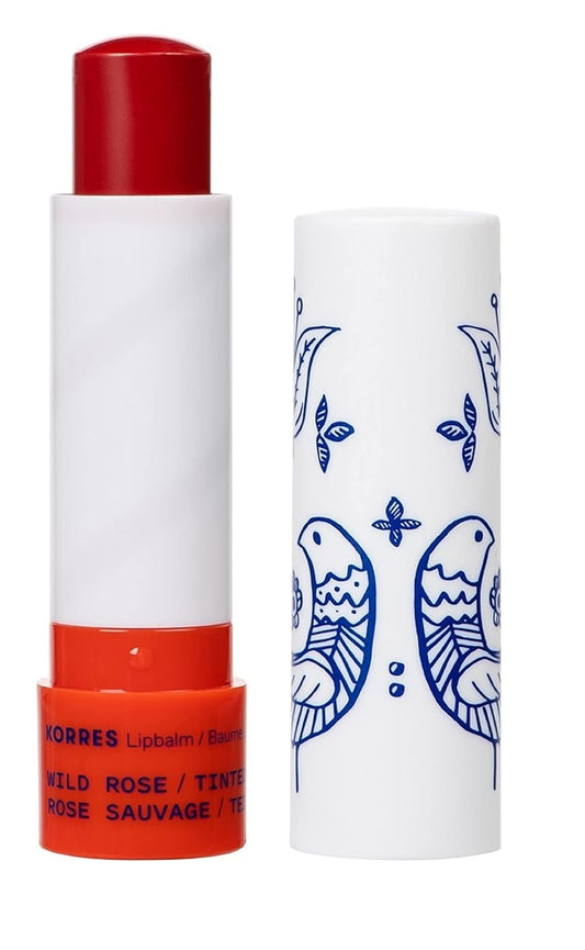 KORRES Lip Butter Stick Wild Rose Tinted Hydrating Lip Balm with Greek Hypericum Balsam Oil, Moisturizing Natural Shine & Subtle Tint for Soft Smooth Lips, Lip Care for Women & Men, 0.17 Oz Stick