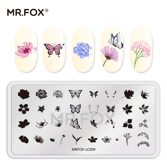 MR.FOX Nail Stamping Plate Set, 5Pcs Nail Art Stamp Kit Templates for Women with Plenty of Images