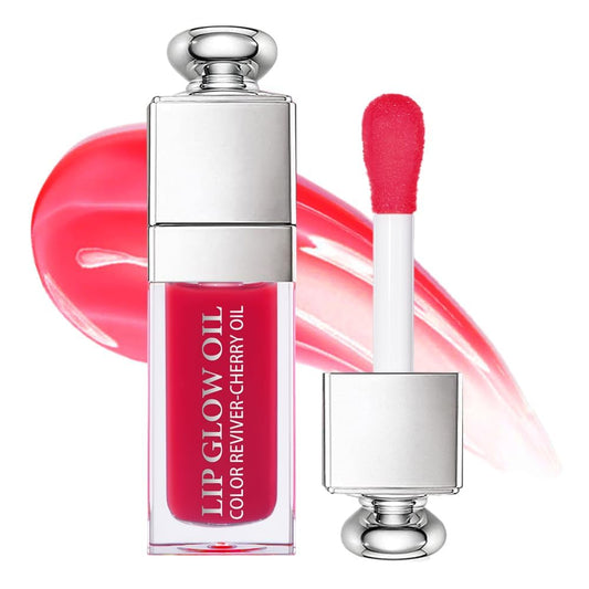 Hydrating Lip Glow - Tinted Lip Oil for Dry Lips - Non-sticky Big Brush Head - Lip Plumping - 013